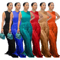 Tassel Sleeveless Solid Color Vest Two-piece Temperament Jumpsuit