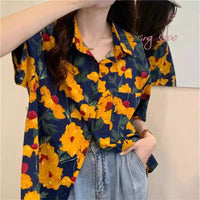 Retro Printed Shirt Top Summer Women's