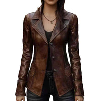 Chic Retro Cool Biker Leather Jacket Top