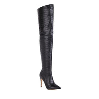 Pointed back zip high-top over-the-knee boots