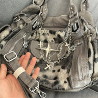 Leopard Print Subculture Retro Hand-held Shoulder Crossbody Bag