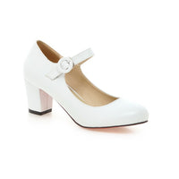 Buckle High Heels Spring Round Head Leisure Low Top Large Size Women's Shoes