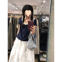 Small Shirt Lace Stitching Elastic Waist Lace Skirt