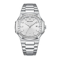 Men's Fashion Diamond Luminous Quartz Watch Waterproof Steel Belt
