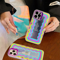 Wave Pattern Laser English Phone Case All Inclusive