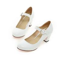 Buckle High Heels Spring Round Head Leisure Low Top Large Size Women's Shoes