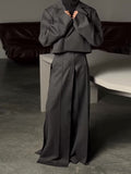 Cropped Blazer & High Slit Wide Leg Maxi Skirt 2-Piece Set