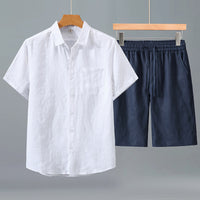 Linen Shirt Men's Short-sleeve Suit