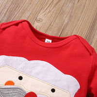 Christmas Holiday Style Grandpa Affixed Cloth Embroidered Long Sleeve Bottom-covering Rompers Hat