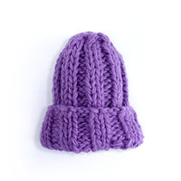 Knitted Hat Ladies Winter Pure Color Simple Thick Woolen Hat