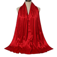 Pure Color Pearl Satin Fashion Monochrome Scarf