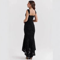 Womens Solid-Colored Slim-Fit Sleeveless Fishtail Maxi Dress Banquet Evening Gown One-Piece Dress