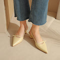 Women's Chunky Heel Low Heel Pointed Leather Stitching Fashion Sandals