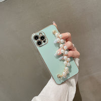 Compatible with Apple , Simple Electroplating Pearl Chain Phone Case
