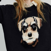 Autumn New Age-reducing Playful Plush Dog Head Knitted Warm Retro