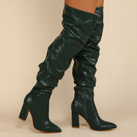 Chunky Heel High Zipper High Leg Boot
