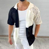 Men's Color Blocking Hollow Knit Sweater