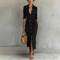 Elegant Casual Lace-Up Button-Down Shirt Dress New Arrival