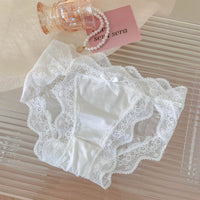 High-slit Satin Sexy Lace Womens Mid-rise Panties