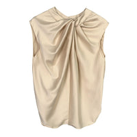 Twist Pleated Single-breasted Sexy All-matching Sleeveless Shirt
