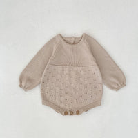 Baby Hollow Knitted Long-sleeve Jumpsuit