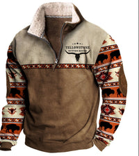 European And American 3d Digital Printing Turtleneck Half Zipper Sweater