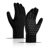 Winter Plus Velvet Thick Alpaca Knitted Wool Riding Touch Screen Gloves