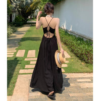 Hepburn-style Seaside Vacation Halter Dress For Women