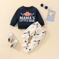 Boys' Fashion Casual Printing Long-sleeved Pants Set