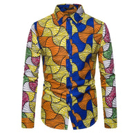 Men's Long-sleeved Shirt Ethnic Print Slim Fit