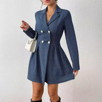 Fashion Plaid Temperament Commute V-neck Long Sleeve Skirt Coat