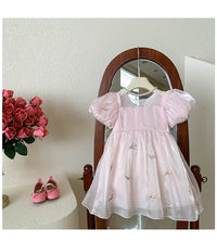 Girls' Sweet Three-dimensional Sequin Wings Embroidered Dress