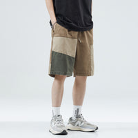 Contrast Color Outer Wear Cropped Casual Pants Khaki