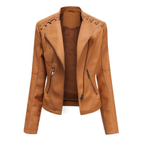 Slim Fit Thin Leather Coat Women's Motorcycle Clothing