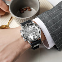 Watch Silicone Band Blue Light Glass Men's Watch