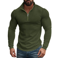 Half Zipper Small Plaid Casual Stand Collar Long Sleeve Sweater