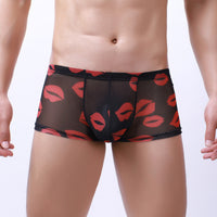Men's New Mesh Lip Boxers Translucent Thin Quick-drying Low Waist Youth Briefs