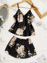 Printed Pajamas Womens Two Piece Set With Camisole And Shorts For Loungewear