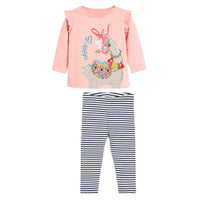Cartoon Print Striped Long-sleeved Girl Suit