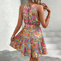 Womens Stylish Lace-up Printed Slip Dress
