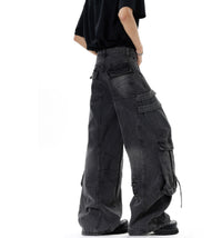 American Heavyweight Deconstructed Ribbon Cargo Jeans For Men And Women