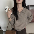 Womens Casual Retro Long-Sleeve Knitted Sweater