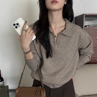 Womens Casual Retro Long-Sleeve Knitted Sweater
