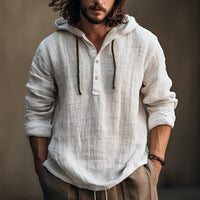 Cotton And Linen Shirt Hooded Sweater Spring And Autumn Long Sleeve Hooded Casual Daily Clothing