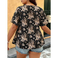 Plus-size V-neck Lace-up Ruffle-sleeve Chiffon Blouseen