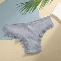 Threaded Cotton Cute Bowknot Low Waist Lace Edge Women's Underwear