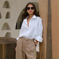 Casual Solid-color Minimalist Loose-fit Shirt
