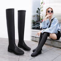 Over-the-knee Boots Women's Low-heeled High-top Elastic Boots