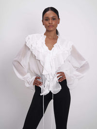 Women's Design Lace-up Puff Sleeve Shirt