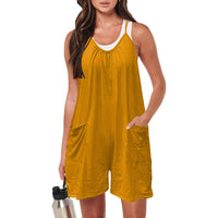 Womens Casual Sleeveless Camisole Jumpsuit With Front Pockets
